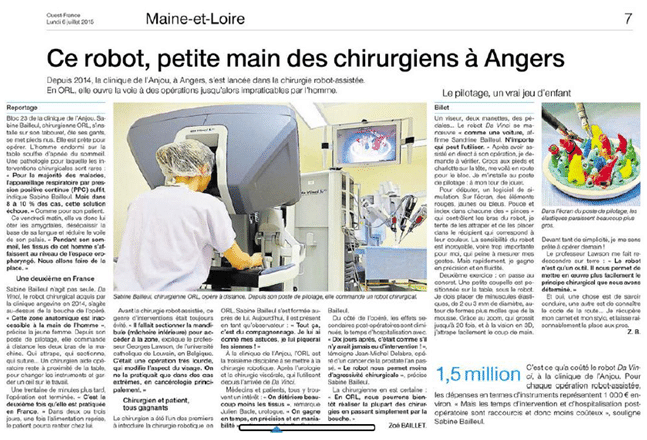 Article ouest france - clinique anjou